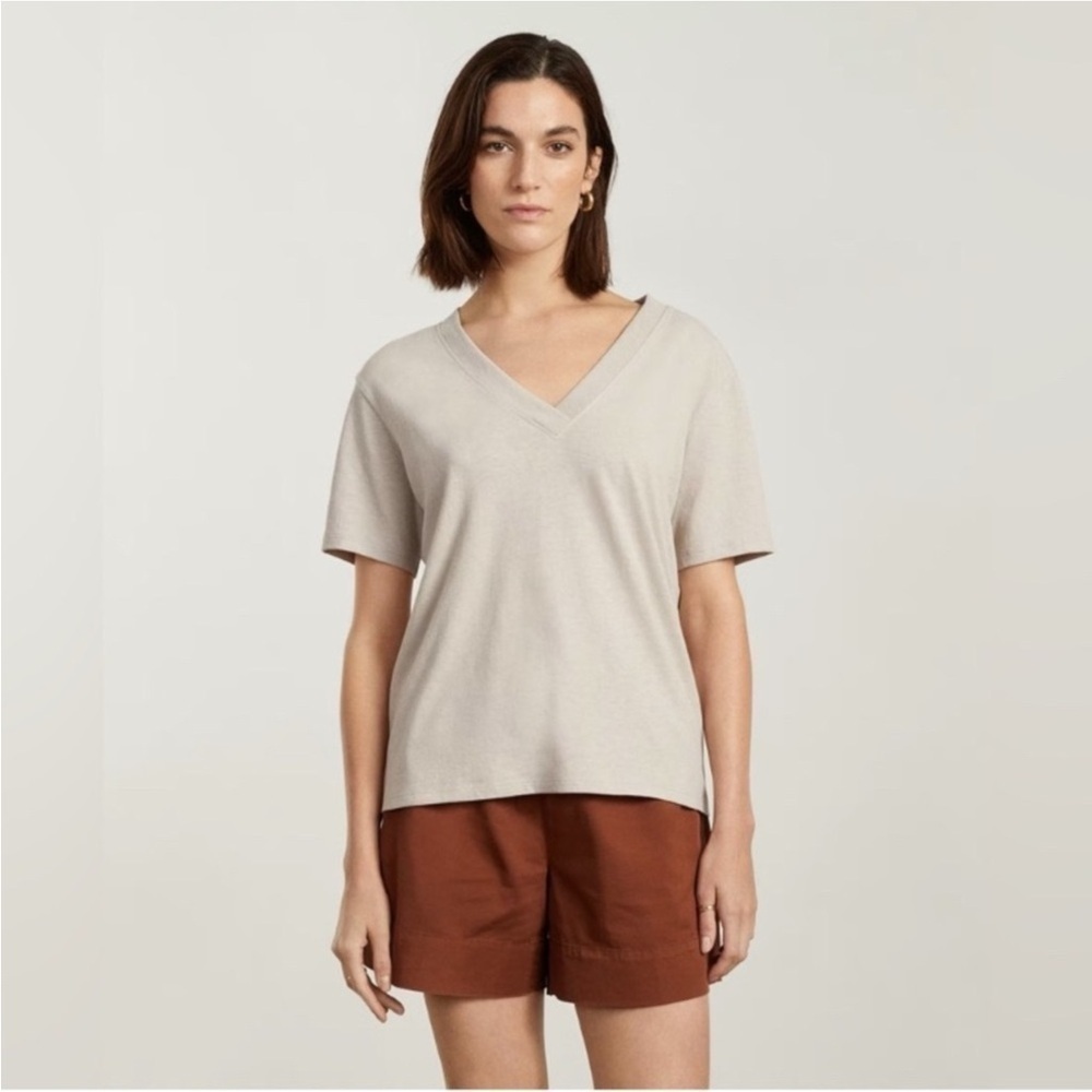 Everlane Vintage V-Neck Hemp Women's Tee Oatmeal Size XXS #1932
